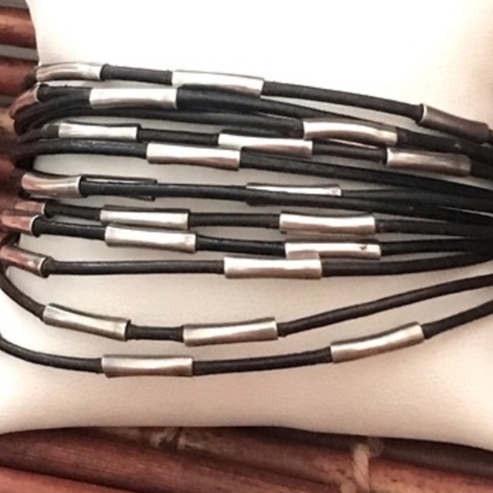 Silpada Brown Leather and .925 Sterling Silver Toggle Bracelet